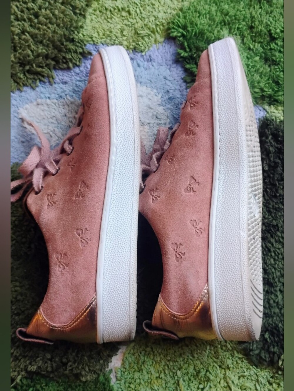 Butterfly Bow Leather Pink And Gold Paul Green European Sneakers